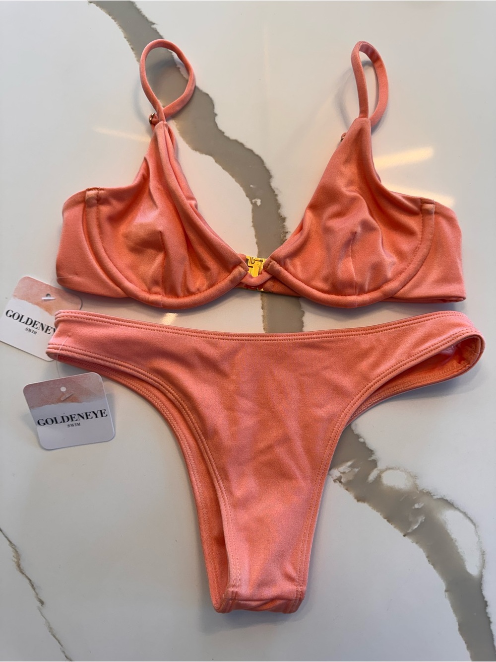 NWT Goldeneye Swim Shimmery Pink Bikini Set - XXS